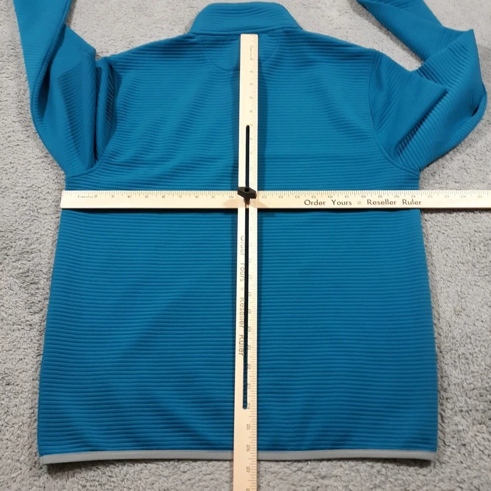 J.CREW Sweater Mens Medium Snaps Mock Neck Teal Blue Pullover Ribbed